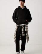 Puma спортен панталон мъжки с памук FUNDAMENTALS черен със стандартна талия 694547
