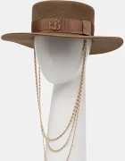 RUSLAN BAGINSKIY Капела Monogram-embellished Canotier Hat в кафяво CNT037-F-3CHA-9P-MRB
