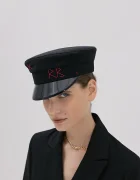 RUSLAN BAGINSKIY Памучен каскет Baker Boy Cap в черно KPC033-W