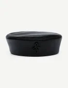 RUSLAN BAGINSKIY шапка дамска от кожа Leather Pillbox Hat черна MMM033-L-PLRB