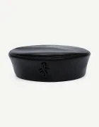 RUSLAN BAGINSKIY шапка дамска от кожа Leather Pillbox Hat черна MMM033-L-PLRB
