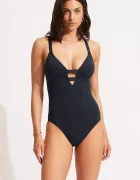 Seafolly цял бански дамски Deep V тъмносин 10634-942