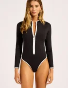 Seafolly цял бански дамски LongSleeve Zip Front черен 11193-942