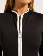 Seafolly цял бански дамски LongSleeve Zip Front черен 11193-942