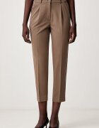 Sisley панталон дамски с вискоза кафяв с висока талия 4KVXL5CM7