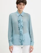 Sisley Риза дамска в тюркоазено със стандартна кройка с класическа яка 5NOXLQ09T