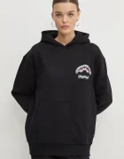Sprayground Памучен суичър в черно с качулка с принт SP678