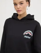 Sprayground Памучен суичър в черно с качулка с принт SP678