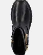 Steve Madden Кожени боти Lexs в черно с платформа 11003593