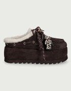 Steve Madden пантофи дамски от велур Cuddly кафяви 11005708