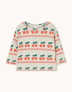 Tinycottons Бебешка памучна блуза с дълъг ръкав CHERRY PATTERN RIB BABY TEE
