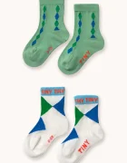 Tinycottons Детски чорапи DIAMOND MEDIUM SOCKS (2 чифта) в тюркоазено SS26-540