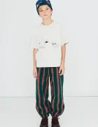 Tinycottons спортен панталон за деца от полар MULTICOLOR STRIPES SHERPA SWEATPANT зелен със стандартна талия AW26-245