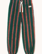 Tinycottons спортен панталон за деца от полар MULTICOLOR STRIPES SHERPA SWEATPANT зелен със стандартна талия AW26-245