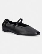 Tommy Hilfiger балеринки от кожа SOFT LEATHER ELLASTIC BALLERINA черни FW0FW09245