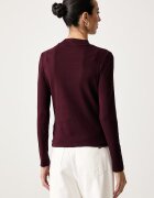 Tommy Hilfiger блуза с дълги ръкави дамска от памук бордо WW0WW47307