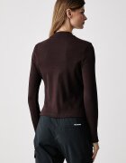 Tommy Hilfiger блуза с дълги ръкави дамска от памук кафява WW0WW47307
