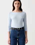 Tommy Hilfiger блуза с дълги ръкави дамска от памук синя WW0WW49928