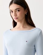 Tommy Hilfiger блуза с дълги ръкави дамска от памук синя WW0WW49928