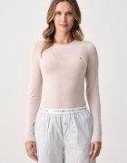 Tommy Hilfiger блуза с дълги ръкави дамска с добавен кашмир бежова UW0UW06611