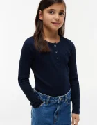Tommy Hilfiger блуза с дълги ръкави за деца с памук тъмносиня KG0KG09463