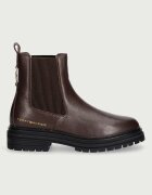Tommy Hilfiger боти челси дамски от кожа TH EMBOSS GRAIN LEATHER CHELSEA кафяви FW0FW09559