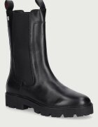 Tommy Hilfiger боти челси дамски от кожа TH STUD LEATHER HIGH CHELSEA черни FW0FW09570
