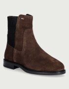 Tommy Hilfiger боти челси дамски от велур ENAMEL FLAG SUEDE ANKLE CHELSEA кафяви FW0FW09575