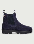 Tommy Hilfiger боти челси дамски от велур TH MONOGRAM SUEDE CHELSEA BOOT тъмносини FW0FW09563
