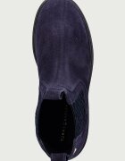 Tommy Hilfiger боти челси дамски от велур TH MONOGRAM SUEDE CHELSEA BOOT тъмносини FW0FW09563