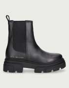 Tommy Hilfiger боти челси с платформа дамски от кожа LEATHER CHUNKY CHELSEA BOOT черни FW0FW09679