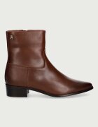 Tommy Hilfiger боти дамски от кожа LEATHER ANKLE BOOT W ZIP кафяви FW0FW09921