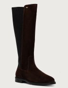 Tommy Hilfiger ботуши под коляното дамски от велур ENAMEL FLAG SUEDE HIGH CHELSEA кафяви FW0FW09574