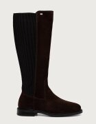 Tommy Hilfiger ботуши под коляното дамски от велур ENAMEL FLAG SUEDE HIGH CHELSEA кафяви FW0FW09574