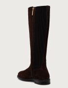 Tommy Hilfiger ботуши под коляното дамски от велур ENAMEL FLAG SUEDE HIGH CHELSEA кафяви FW0FW09574
