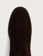 Tommy Hilfiger ботуши под коляното дамски от велур ENAMEL FLAG SUEDE HIGH CHELSEA кафяви FW0FW09574