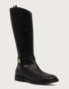Tommy Hilfiger ботуши под коляното за деца от кожа черни T4A6-35186