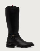Tommy Hilfiger ботуши под коляното за деца от кожа черни T4A6-35186