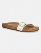 Tommy Hilfiger чехли дамски от кожа TH CLASSIC CORK SANDAL PEARL LTH бели FW0FW09344