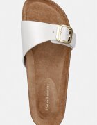 Tommy Hilfiger чехли дамски от кожа TH CLASSIC CORK SANDAL PEARL LTH бели FW0FW09344