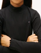 Tommy Hilfiger Детска блуза с дълъг ръкав с памук в черно с ниско поло KG0KG08802