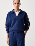 Tommy Hilfiger домашен суичър дамски от памук син UW0UW06629