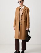Tommy Hilfiger елегантно палто дамско с вълна бежово WW0WW51106