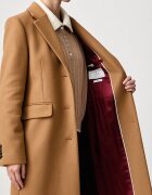 Tommy Hilfiger елегантно палто дамско с вълна бежово WW0WW51106
