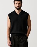 Tommy Hilfiger елек мъжки от памук черен MW0MW43244