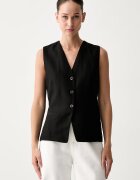 Tommy Hilfiger елек с едноредно закопчаване дамски с добавен лен черен WW0WW50081