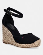 Tommy Hilfiger еспадрили обувки със скосена пларформа дамски FLAG HIGH WEDGE ESPAD CLOSED TOE черни FW0FW09225