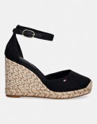 Tommy Hilfiger еспадрили обувки със скосена пларформа дамски FLAG HIGH WEDGE ESPAD CLOSED TOE черни FW0FW09225