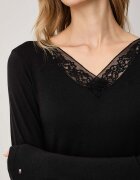 Tommy Hilfiger горнище на пижама с дълги ръкави дамско с памук черно UW0UW06613