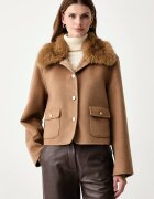 Tommy Hilfiger късо яке дамско с добавена вълна бежово WW0WW52914